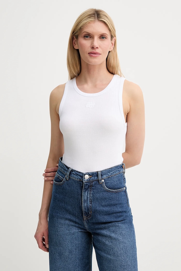 MUNTHE Top din bumbac TEZZA alb 247113124764