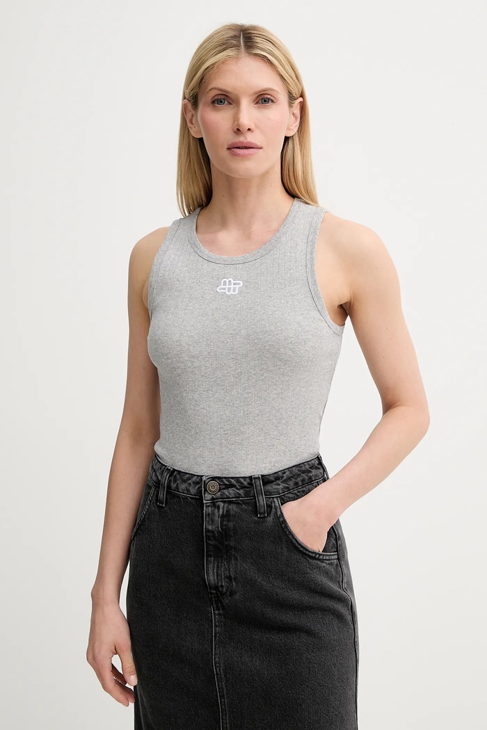 Βαμβακερό τοπ MUNTHE TEZZA slim γκρί 247113124764