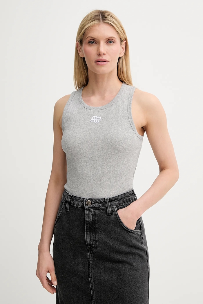 Βαμβακερό τοπ MUNTHE TEZZA slim γκρί 247113124764