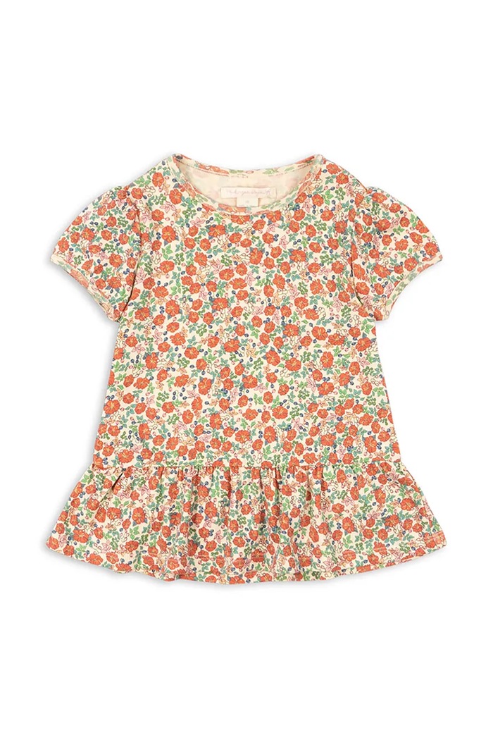 Konges Sløjd bluzka bawełniana dziecięca CLASSIC TEE GOTS wzorzyste pomarańczowy KS102548