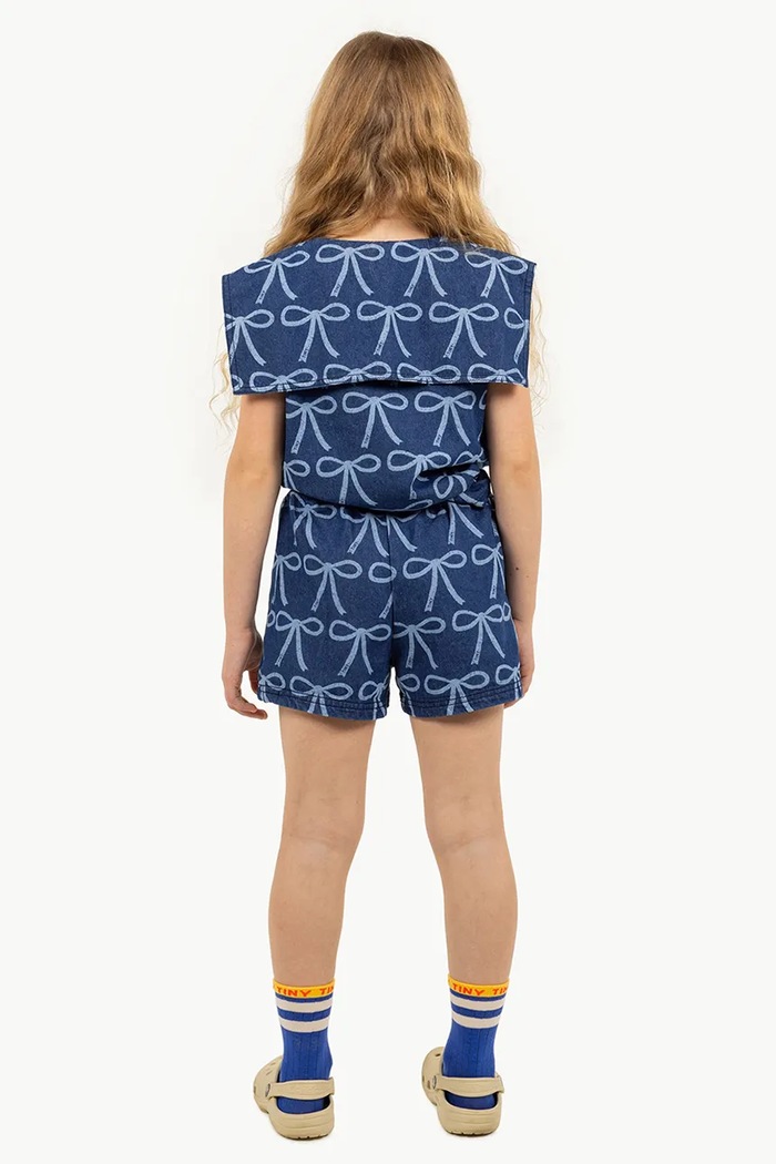 Детска блуза от деним Tinycottons BOWS BLOUSE SS25.233 син