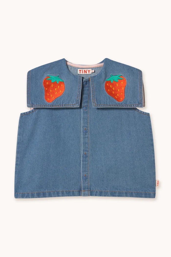 Παιδική μπλούζα από denim Tinycottons STRAWBERRIES BLOUSE SS25.248 μπλε SS25