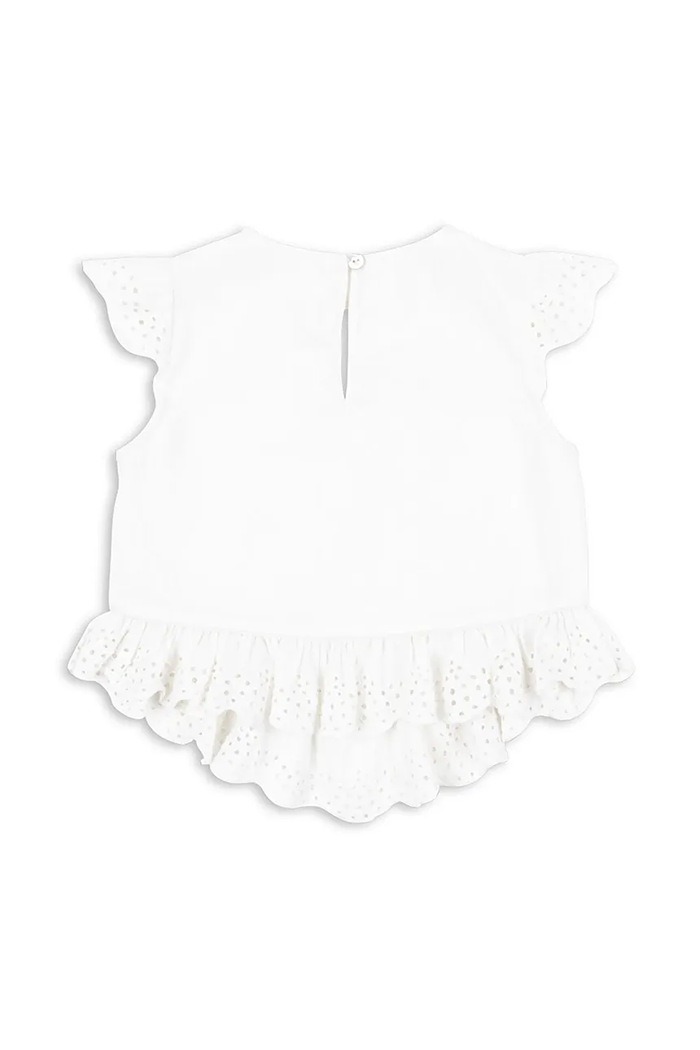 BIMBA Konges Sløjd felpa in cotone bambino/a RHW X KS FIORI TOP GOTS KS103599 bianco