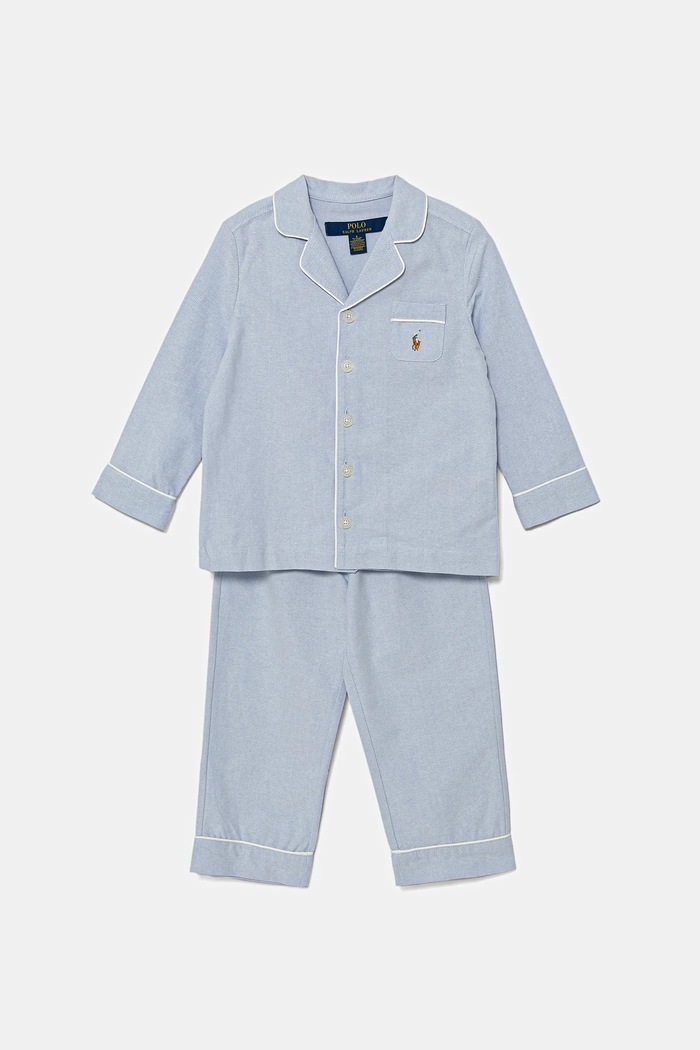 Dječja pamučna pidžama Polo Ralph Lauren 2-pack komplet plava 8P0193