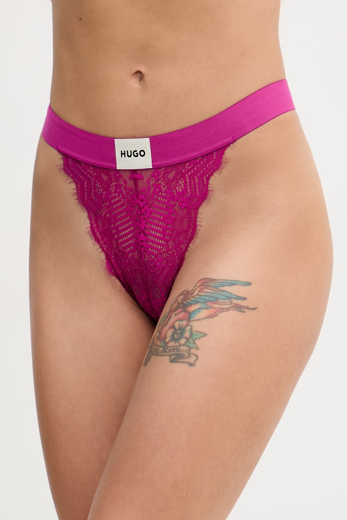 HUGO klasične hlačke ženske čipkaste BRIEF RL LACE vijolična 50535071