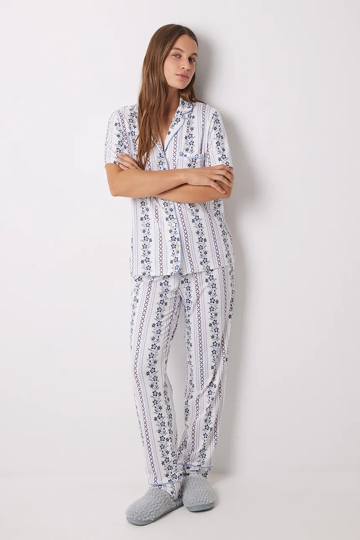 Pyžamo women'secret MIX AND MATCH HAMPTONS pletenina béžová 4858813