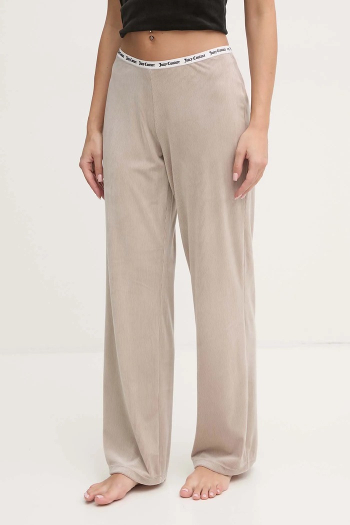 Juicy Couture pantaloni de pijama VICKY RIB FLARE PANT fund bej JCLAS125504