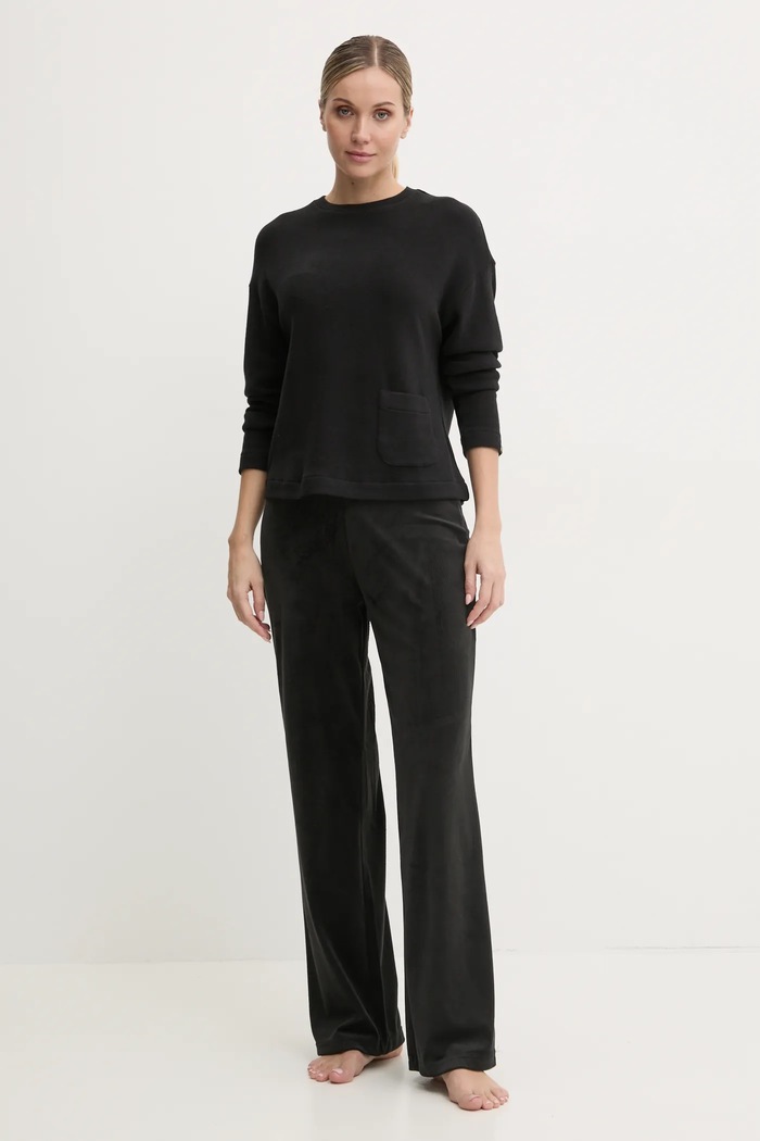 Παντελόνι πιτζάμας Juicy Couture VICKY RIB FLARE PANT JCLAS125504 μαύρο SS25