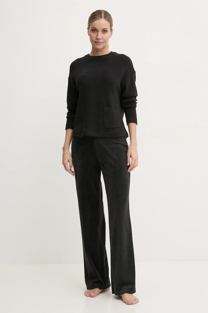 Παντελόνι πιτζάμας Juicy Couture VICKY RIB FLARE PANT JCLAS125504 μαύρο SS25