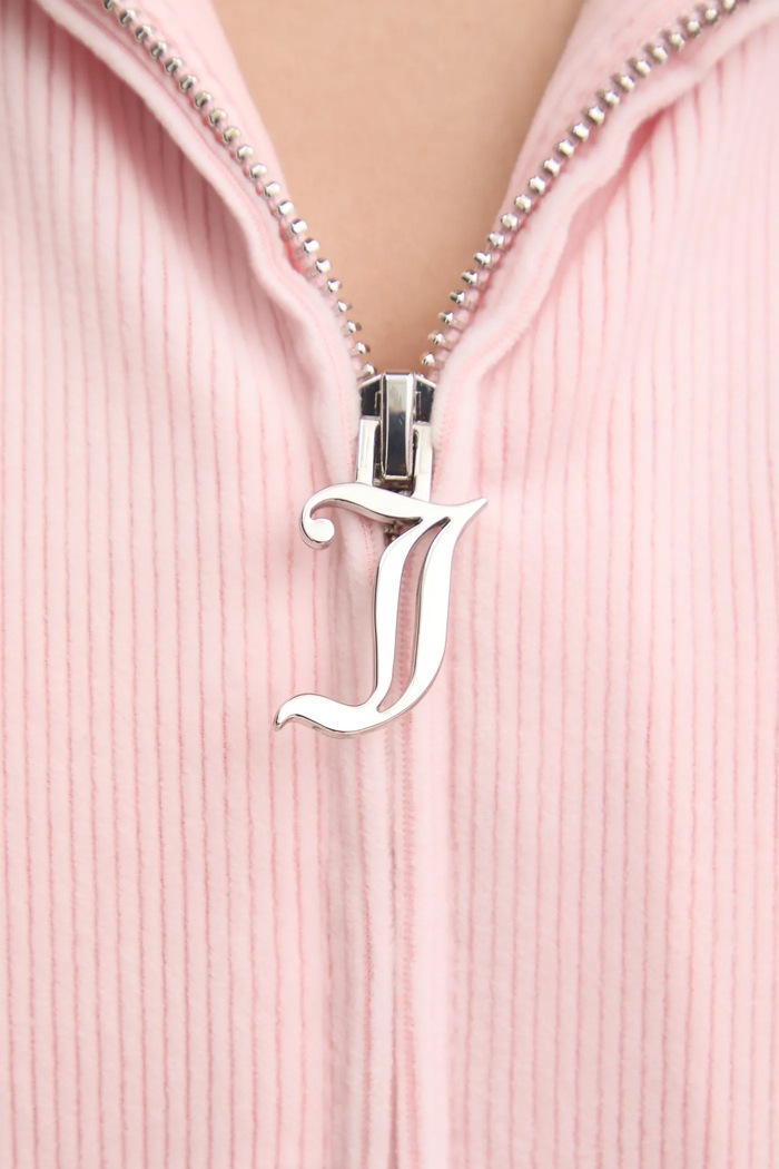Juicy Couture bluza piżamowa LIV RIB VELOUR HOODIE JCLBJ125503 różowy