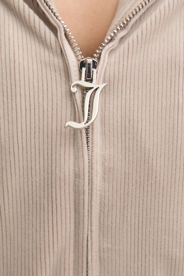 Pidžama - dukserica s kapuljačom Juicy Couture LIV RIB VELOUR HOODIE JCLBJ125503 bež