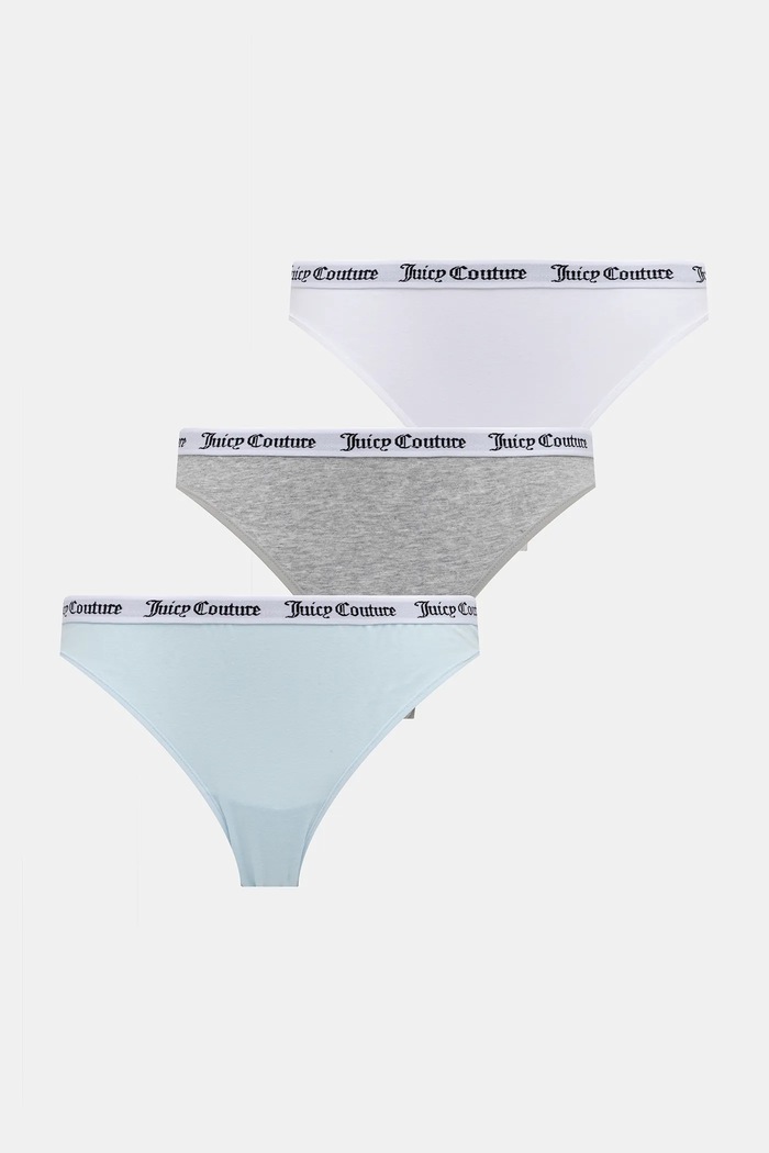 Juicy Couture κιλότα γυναικεία βαμβακερά με ελαστάν DIDDY BRIEF PK 3-pack γκρί JCLBR224572