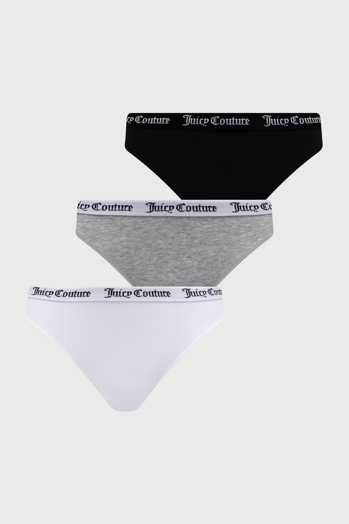 Juicy Couture Női bugyi pamut elasztánnal DIDDY BRIEF PK 3-as csomag szürke JCLBR224572