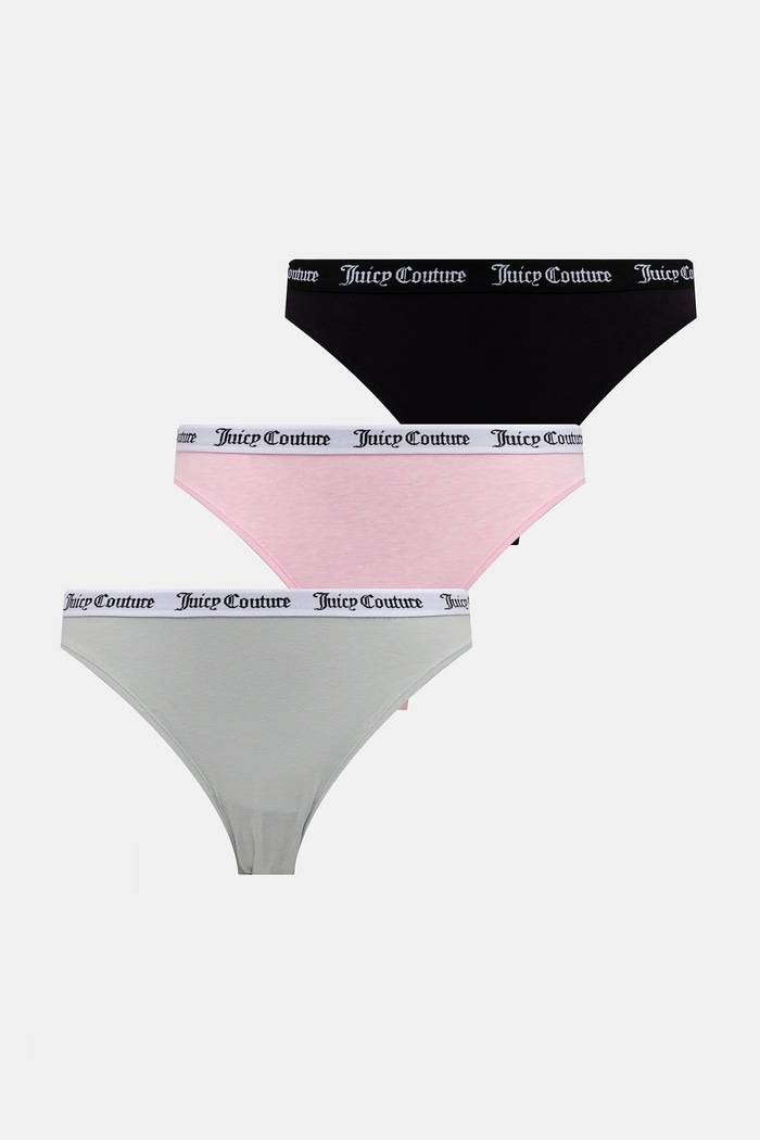 Juicy Couture κιλότα γυναικεία βαμβακερά με ελαστάν DIDDY BRIEF PK 3-pack ροζ JCLBR224572
