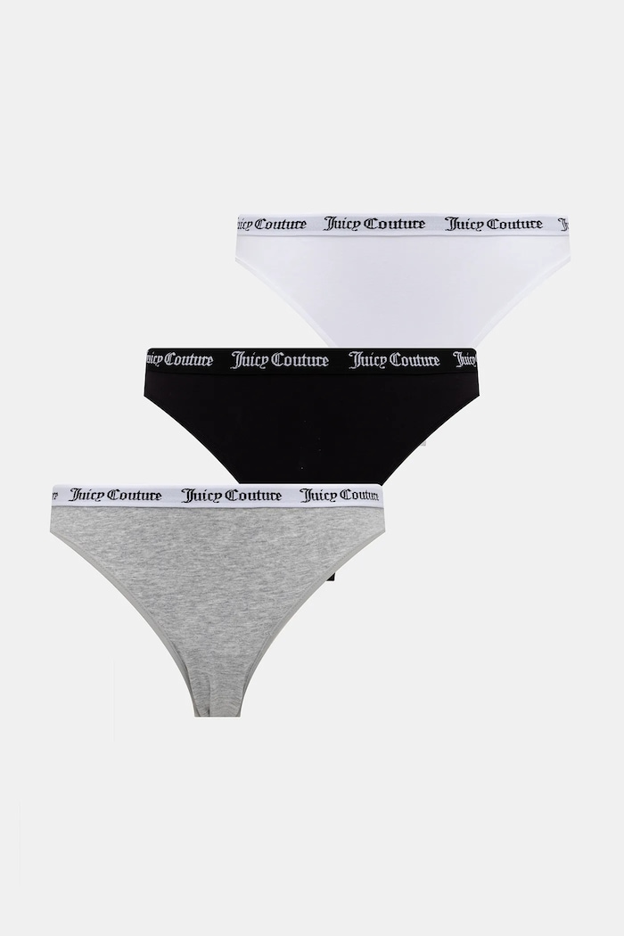 Juicy Couture κιλότα γυναικεία βαμβακερά με ελαστάν DIDDY BRIEF PK 3-pack γκρί JCLBR224572