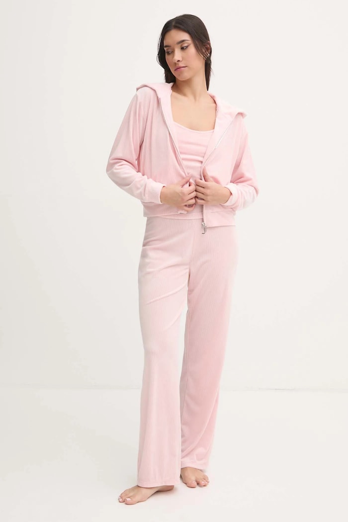 Juicy Couture top piżamowy ELINA RIB VELOUR TOP JCLCT125501 różowy SS25