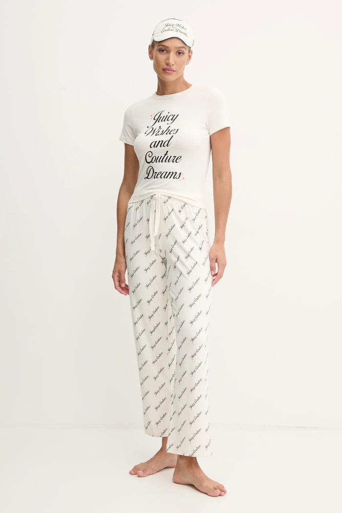 Juicy Couture piżama JUICY WISHES SHORTSLEEVE PYJAMA SET dzianina beżowy JCLPJ125663