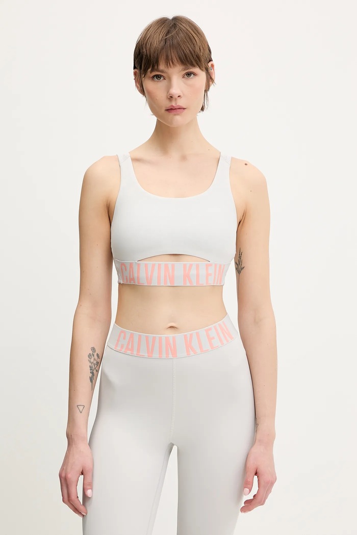 Športová podprsenka Calvin Klein Performance bez kostíc sivá LVGWS5K149