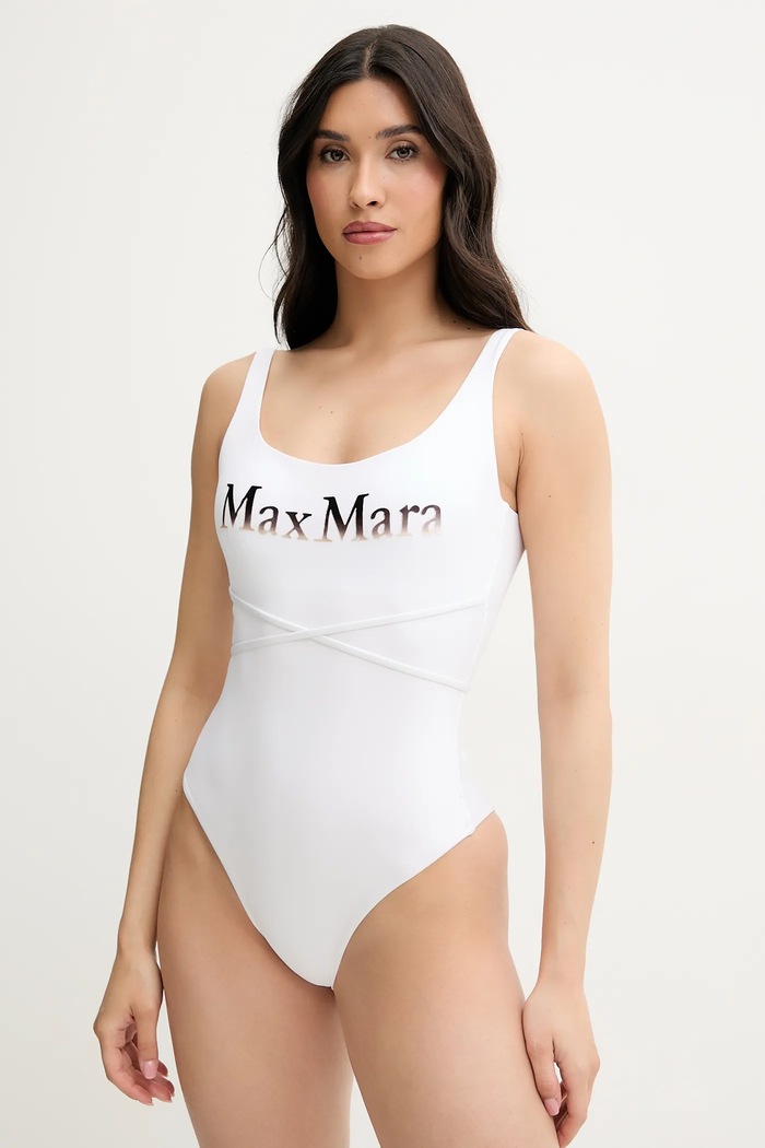 Max Mara Beachwear jednoczęściowy strój kąpielowy bez fiszbinów biały 2516831119600