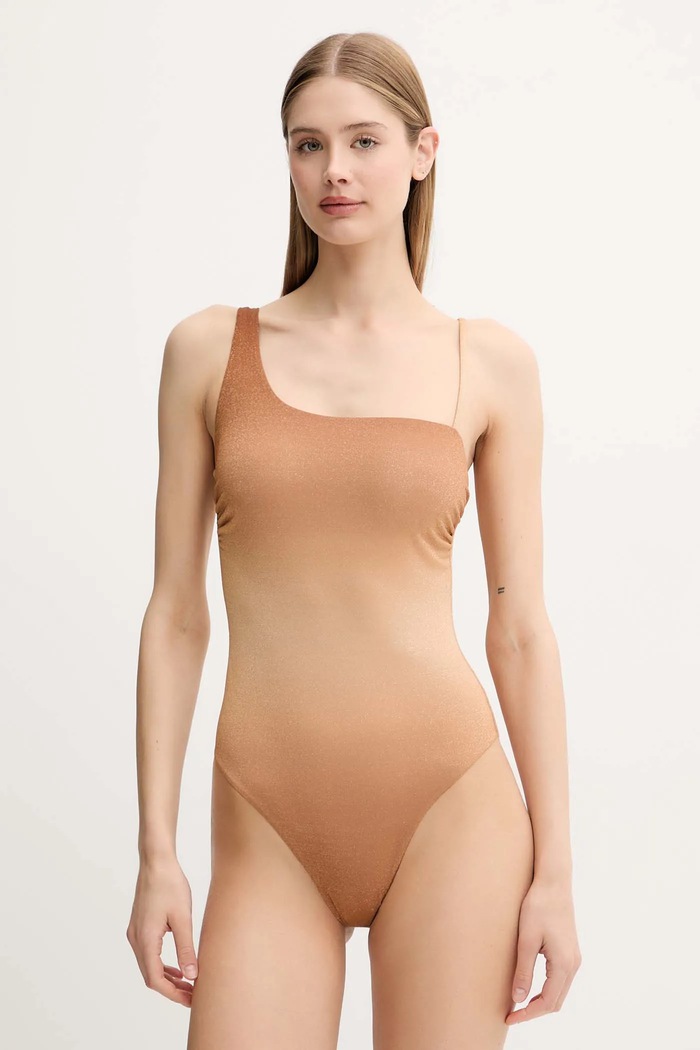 Jednodielne plavky Max Mara Beachwear bez kostíc béžová 2516831169600