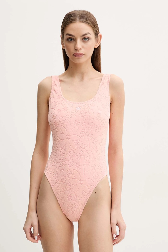 adidas Originals costum de baie dintr-o bucată Essentials cu modele portocaliu JG1043