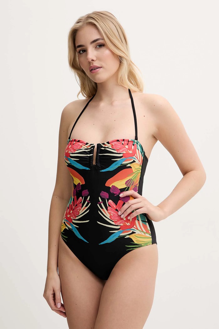 Desigual egyrészes fürdőruha BAHAMAS II ONE P. melltartó merevítő nélkül fekete 25SWMK09