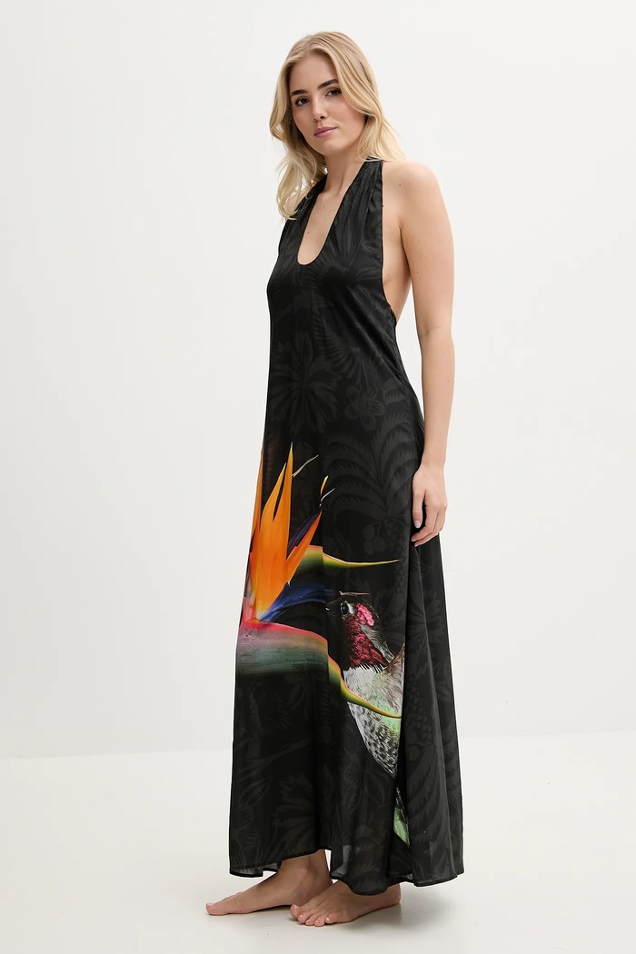 Desigual sukienka plażowa COLIBRÍ DRESS czarny 25SWMW11