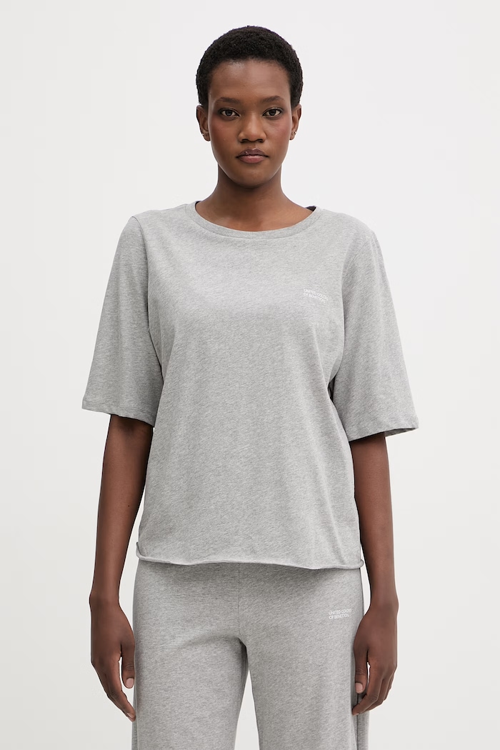 United Colors of Benetton Piżama dwuczęściowa damska bawełniana 35VB3P03P szary SS26