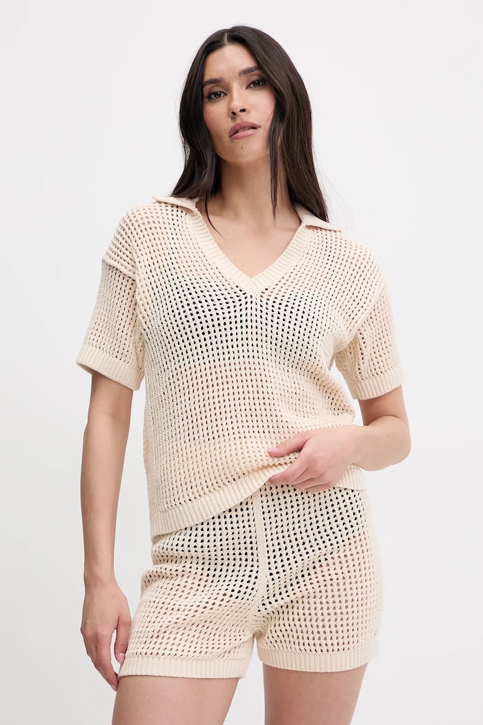 Plážové tričko Tommy Hilfiger Planet friendly béžová UW0UW05868