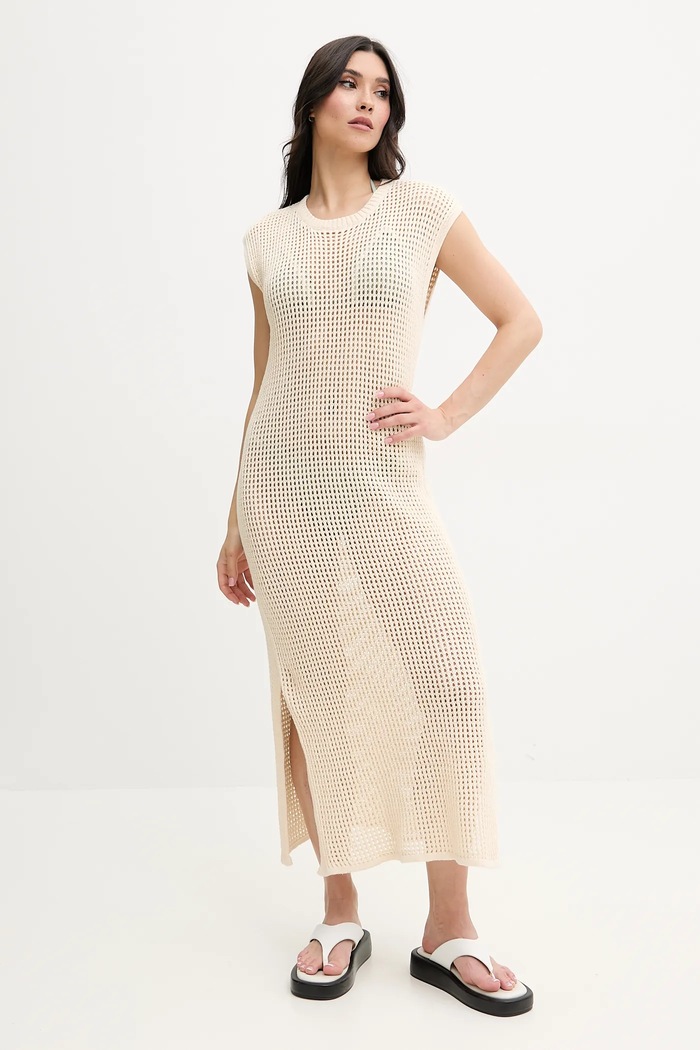 Plážové šaty Tommy Hilfiger UW0UW05870 béžová SS25