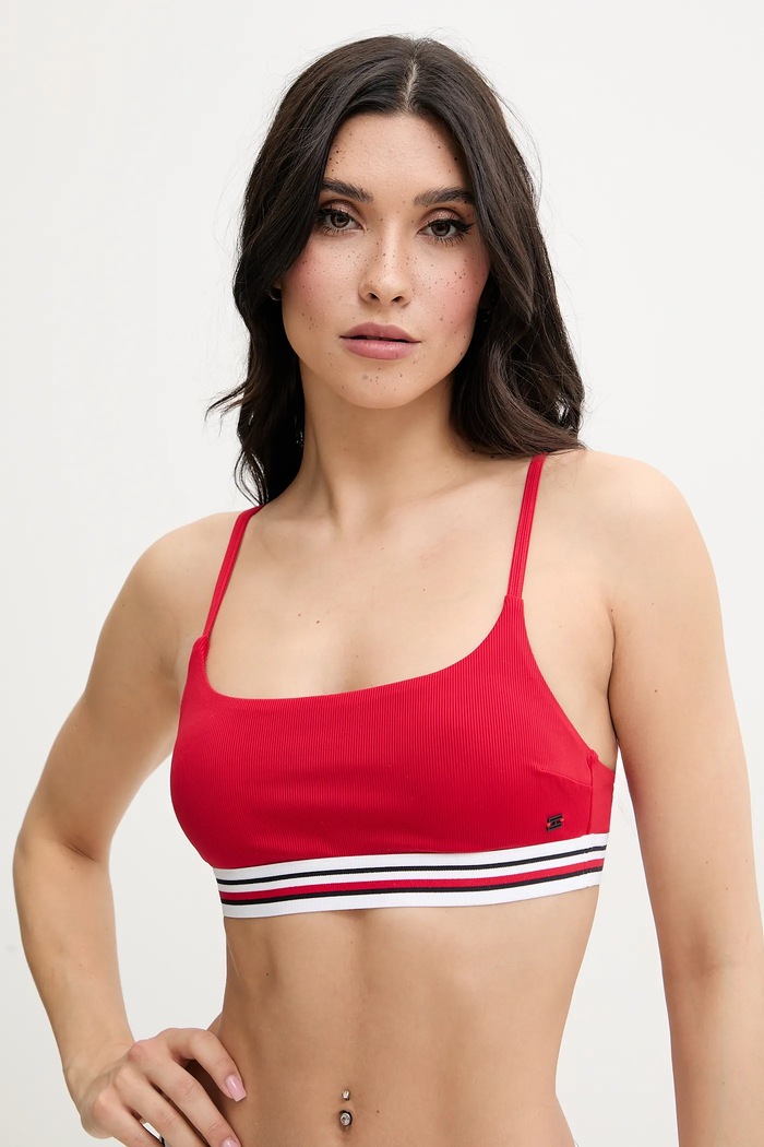 Tommy Hilfiger biustonosz kąpielowy drobny wzór czerwony UW0UW05806