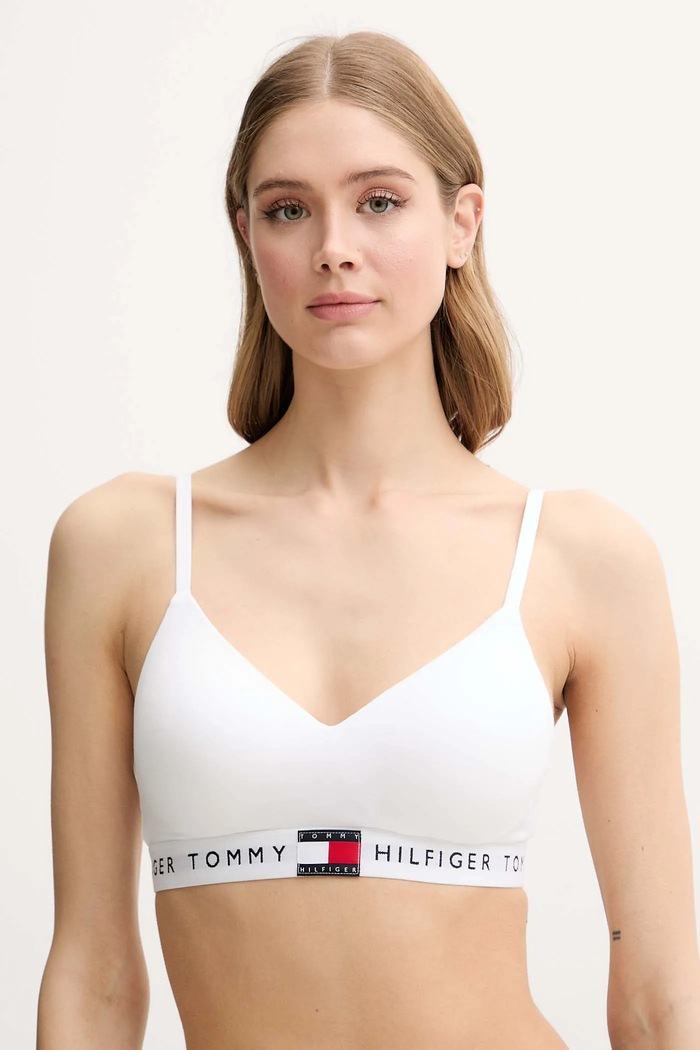 Tommy Hilfiger Športová podprsenka bavlnená s elastanom biela UW0UW05715