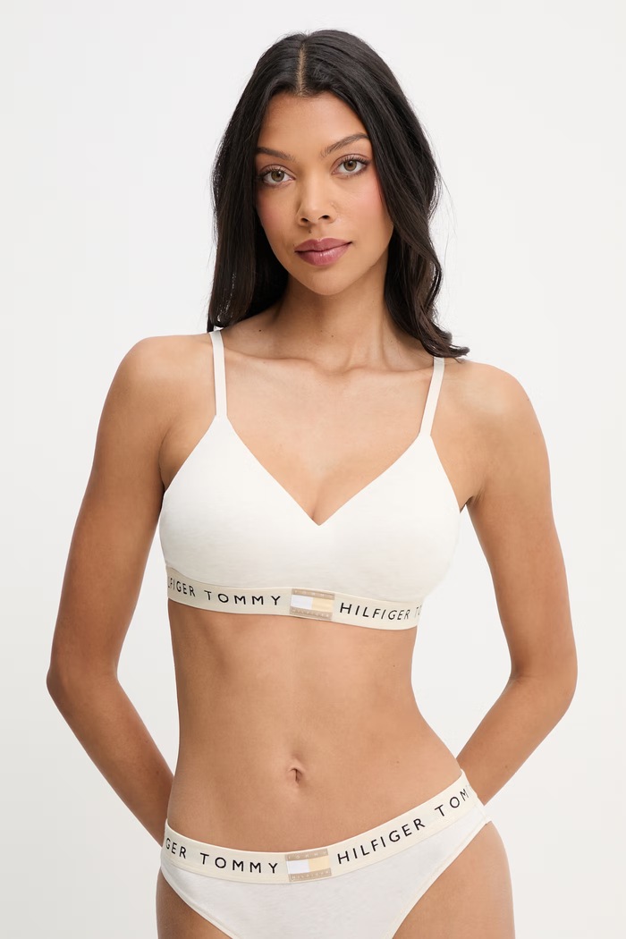 Tommy Hilfiger športová podprsenka bavlnená s elastanom béžová UW0UW05715