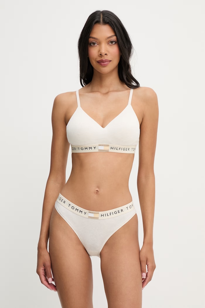 Tommy Hilfiger športová podprsenka bavlnená s elastanom UW0UW05715 béžová AA00