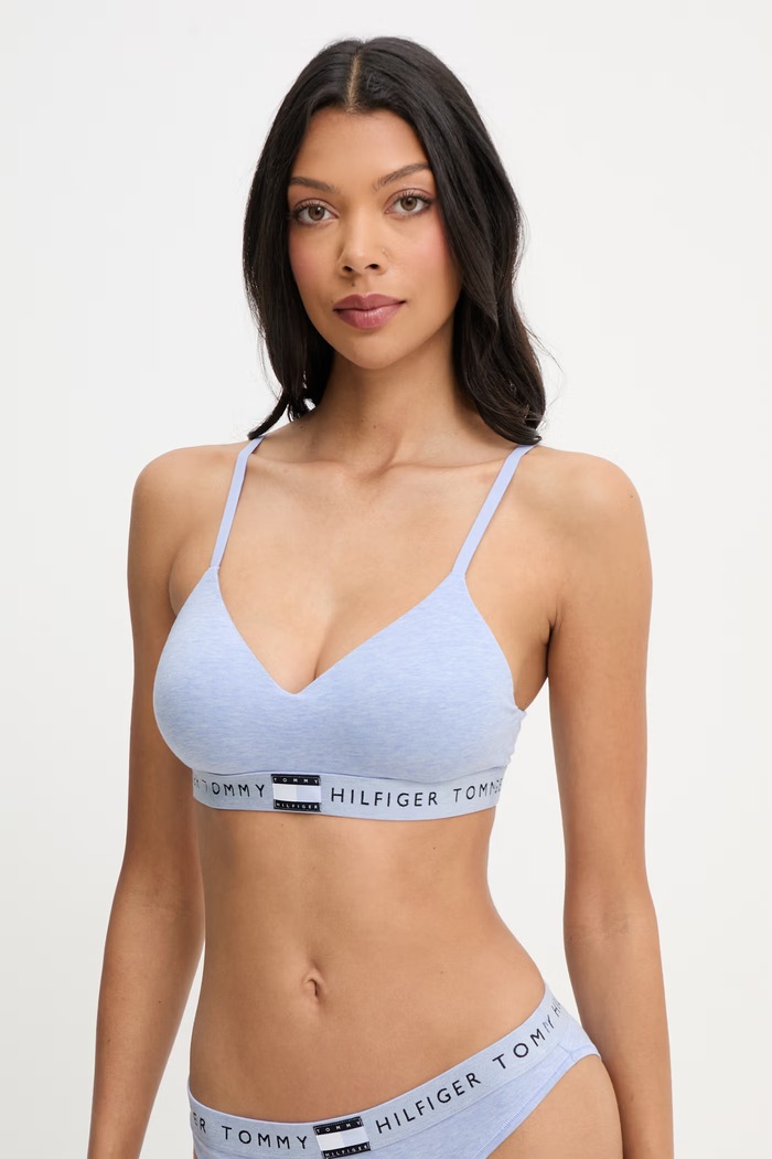 Tommy Hilfiger biustonosz sportowy bawełniany z elastanem niebieski UW0UW05715