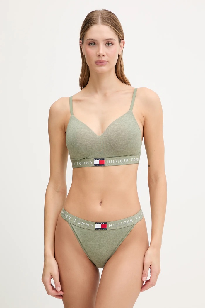 Tommy Hilfiger športová podprsenka bavlnená s elastanom UW0UW05715 zelená AA00