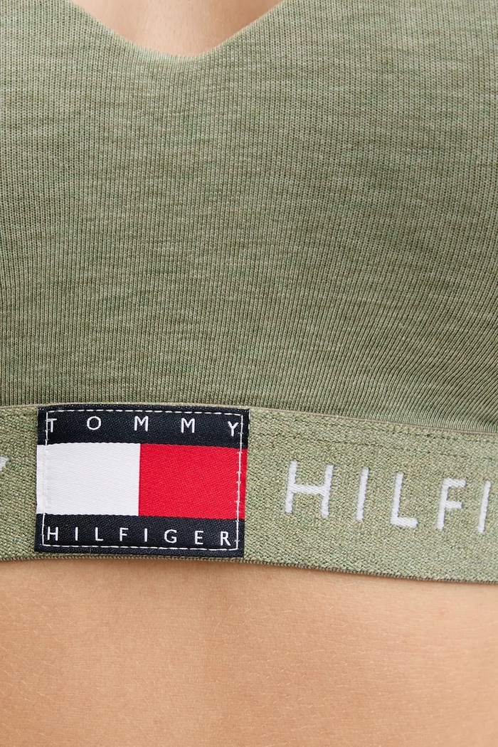 Tommy Hilfiger športová podprsenka bavlnená s elastanom zelená UW0UW05715