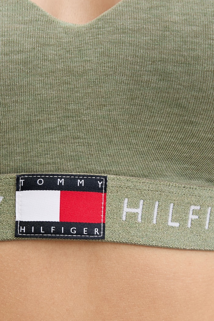 Tommy Hilfiger športová podprsenka bavlnená s elastanom zelená UW0UW05715