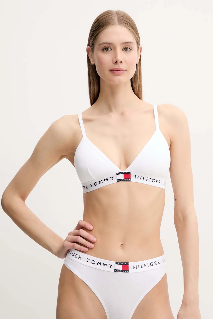 Tommy Hilfiger Podprsenka bavlnená s elastanom biela UW0UW06040