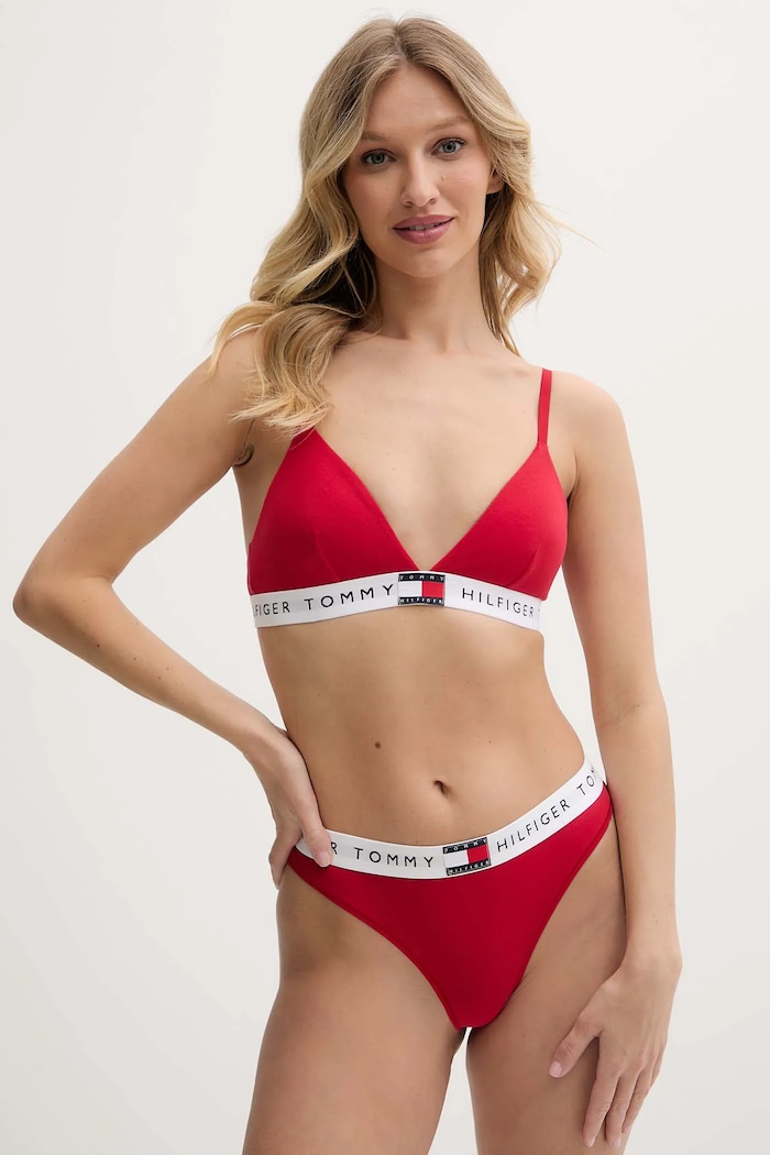 Podprsenka bavlnená s elastanom Tommy Hilfiger UW0UW06040 červená