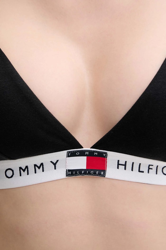 Tommy Hilfiger biustonosz bawełniany z elastanem czarny UW0UW06040