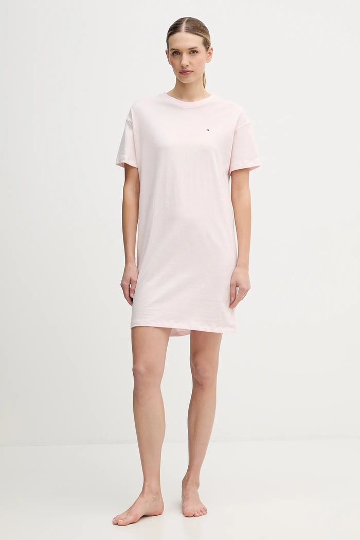 Tommy Hilfiger koszula nocna bawełniana UW0UW05767 różowy AW25