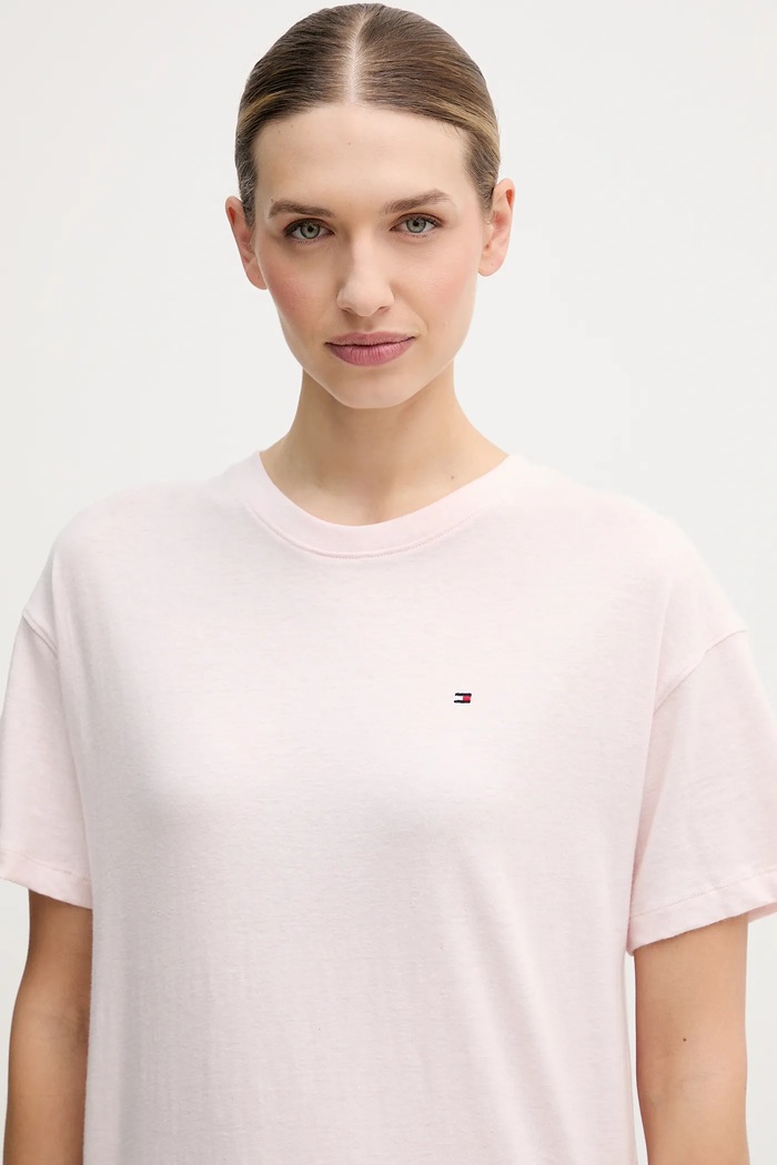 Tommy Hilfiger koszula nocna bawełniana różowy UW0UW05767