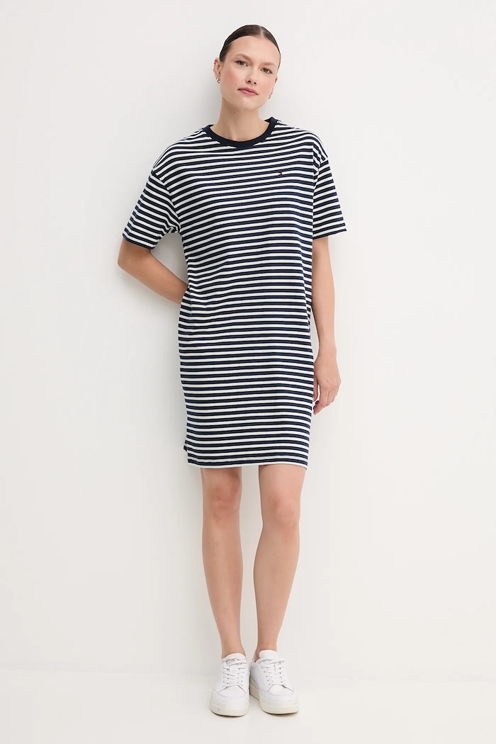 Tommy Hilfiger sukienka bawełniana UW0UW05937 granatowy SS26
