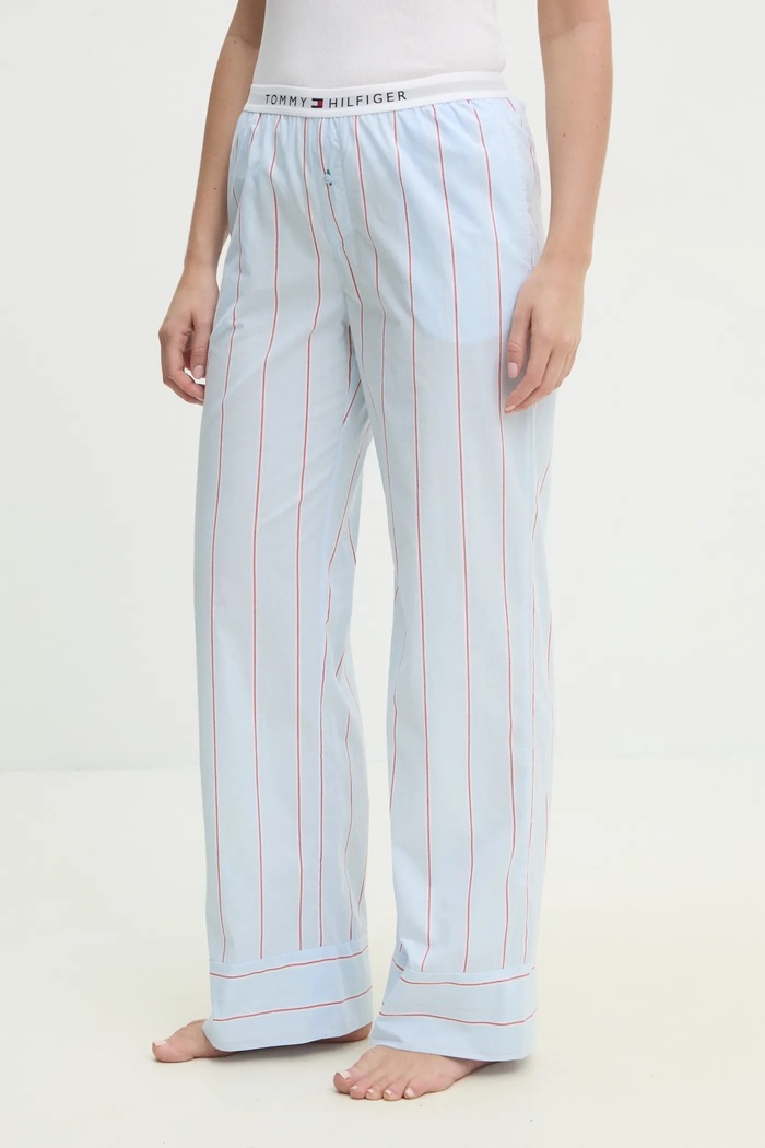 Tommy Hilfiger spodnie piżamowe bawełniane tkanina niebieski UW0UW05766