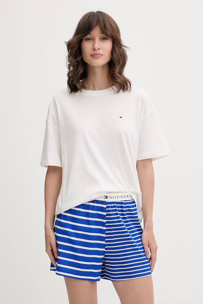 Tommy Hilfiger dvoudílné pyžamo dámské bavlněné bílá UW0UW05760