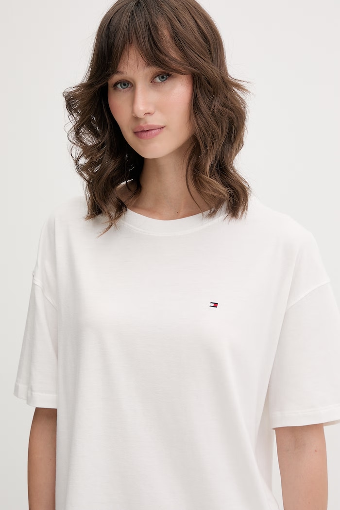 Oblečení Tommy Hilfiger dvoudílné pyžamo dámské bavlněné UW0UW05760 bílá