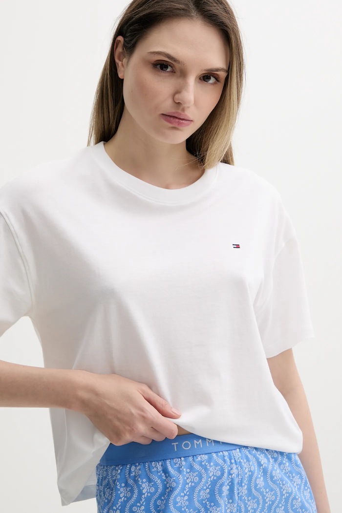 Δύο τεμαχίων Γυναικείες βαμβακερές Tommy Hilfiger UW0UW05760 λευκό