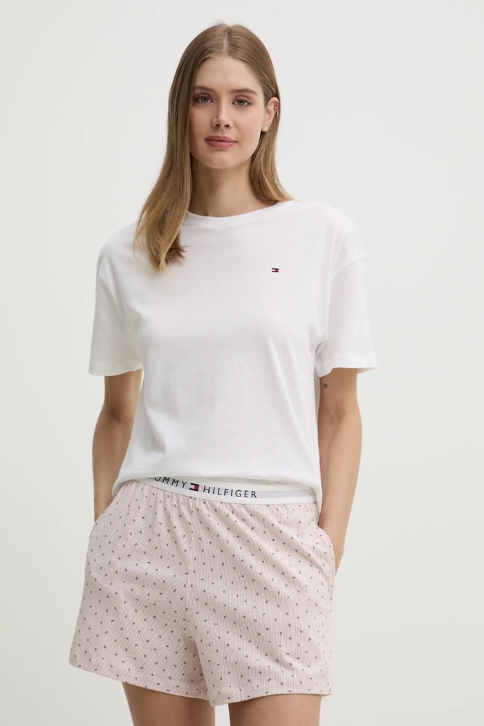 Tommy Hilfiger piżama dwuczęściowa damska bawełniana wzorzyste biały UW0UW05760