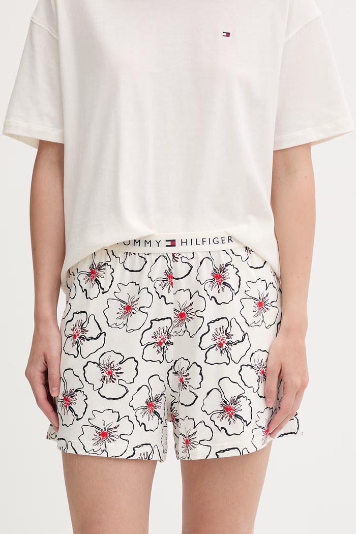 Odzież Tommy Hilfiger piżama dwuczęściowa damska bawełniana UW0UW05760 beżowy